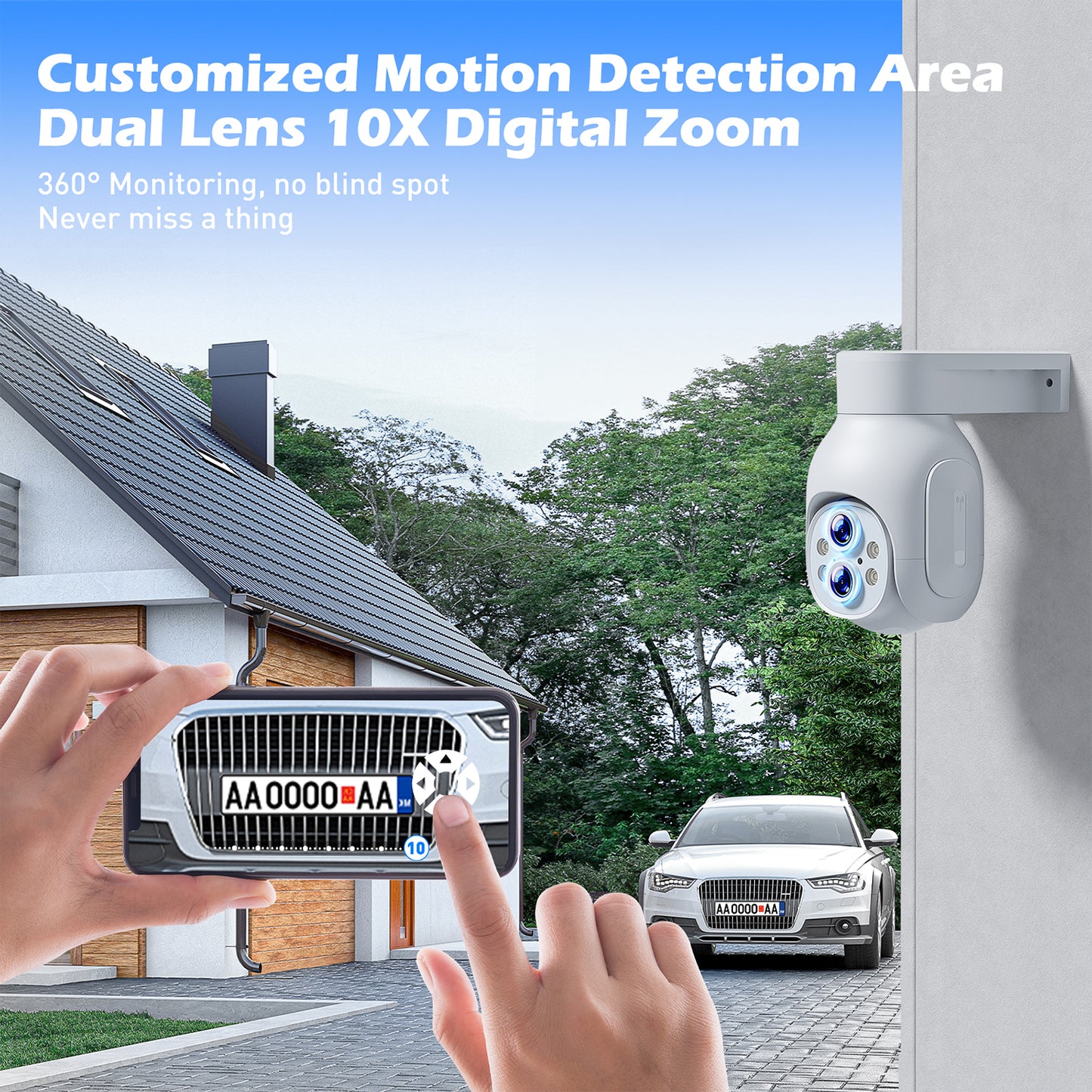 TOGUARD SC22 2K/3MP WiFi Outdoor Security Camera with 10X Hybrid Zoom Wireless Dome Surveillance
