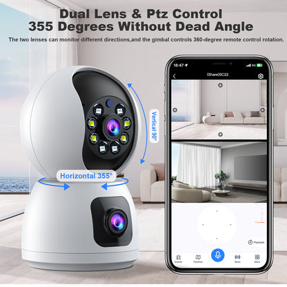 Toguard SC24 2 Packs 2K Dual Lens Wi-Fi Security Camera indoor Wireless Dome Surveillance Camera Pet Camera Baby Monitor
