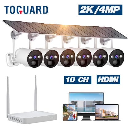 Toguard SC17 10CH 2K/4MP Solar Wireless Security Camera System Outdoor 8 Pcs Battery WiFi Bullet Surveillance Camera NVR HDMI Connector