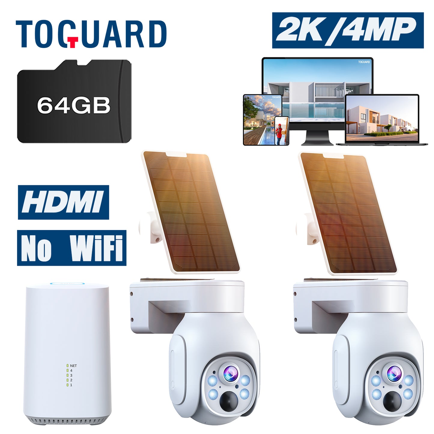 Toguard SC19A Solar Wireless Security Camera System Outdoor Battery WiFi Dome Surveillance Camera Wireless Connector