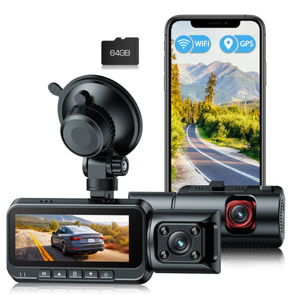 TOGUARD Dash Cam Front Rear, 4K Full HD Dash Camera for Cars, Free 64GB Card, Built-in Wi-Fi GPS, 3.16” IPS Screen, Night Vision, 170°Wide Angle, WDR, 24H Parking Mode