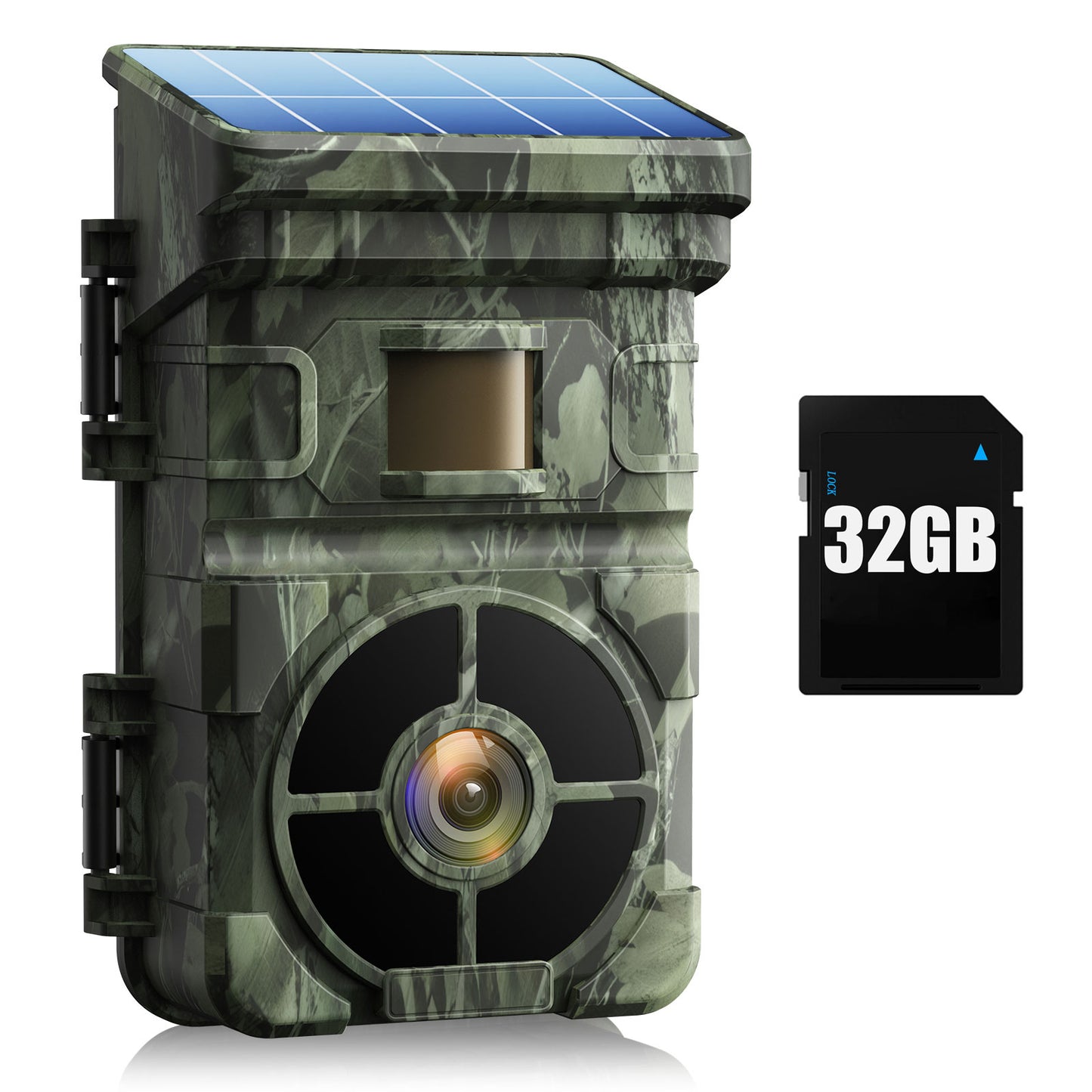 CAMPARK Solar Trail Camera with SD Card 2500mAh Lithium Battery Rechargeable 24MP 1080P Game Camera with Night Vision Waterproof IP66 Motion Activated Deer Hunting Wildlife Cam for Wildlife Monitoring