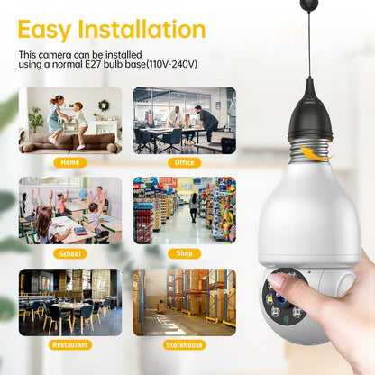 TOGUARD E27 Dome Light Bulb Camera 2.4G WiFi 1080P Security Camera Wireless Outdoor, Color Night Vision 2-Way Audio 360° IP Camera with Remote Access Motion Detection (4PCS)