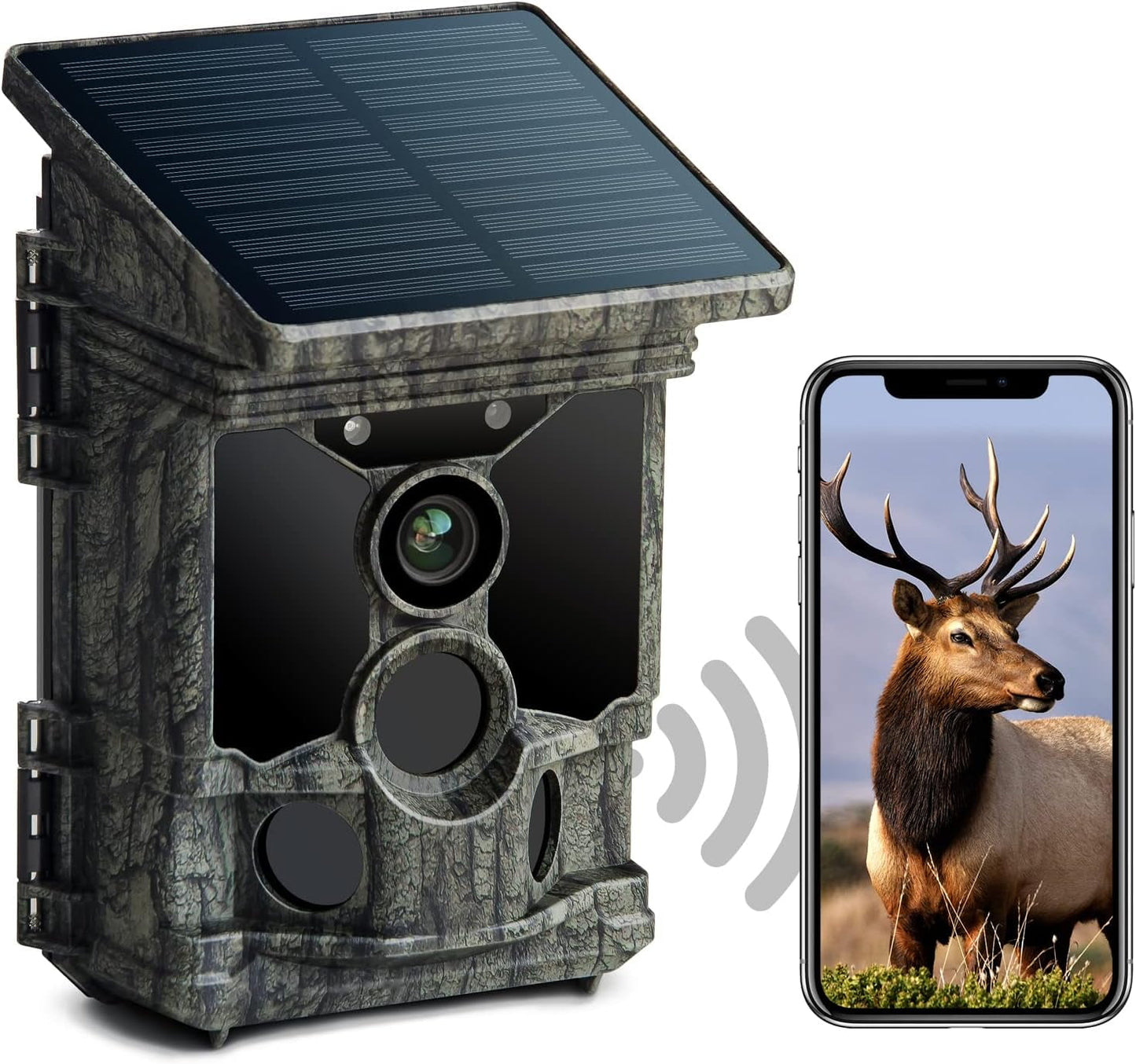 TOGUARD Solar WiFi Bluetooth Trail Camera 4K Native 46MP Deer Game Camera Wildlife Hunting with 3 PIR LEDs Night Vision 0.1s Motion Activated Waterproof IP66 120° Wide Angle 2.0" LCD Trail Cam
