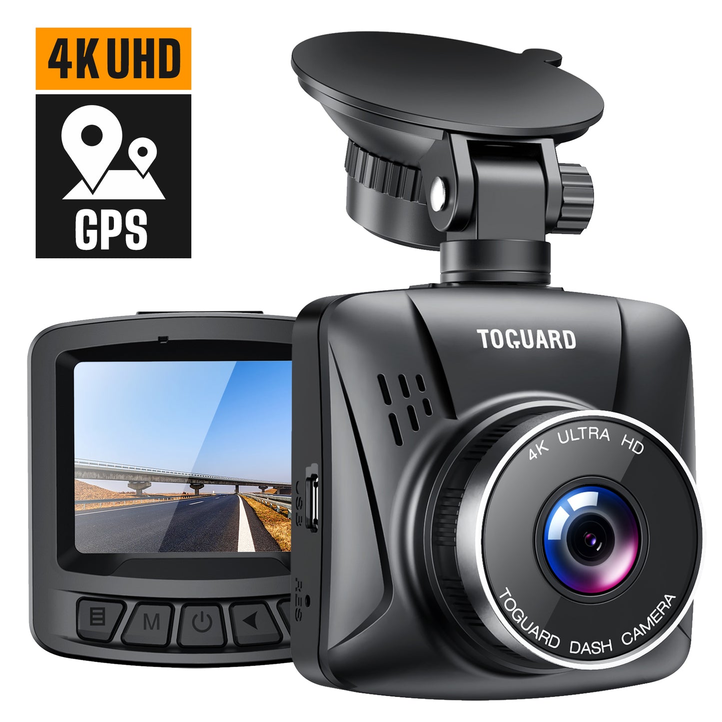 TOGUARD 4K Dash Cam for Cars with GPS, 2" LCD UHD 2160P Car Camera Vehicle Driving Recorder,170° Wide Angle Dash Cam Front with G-Sensor WDR Loop Recording White Balance Travelapse