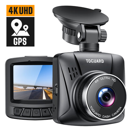 TOGUARD 4K Dash Cam for Cars with GPS, 2" LCD UHD 2160P Car Camera Vehicle Driving Recorder,170° Wide Angle Dash Cam Front with G-Sensor WDR Loop Recording White Balance Travelapse
