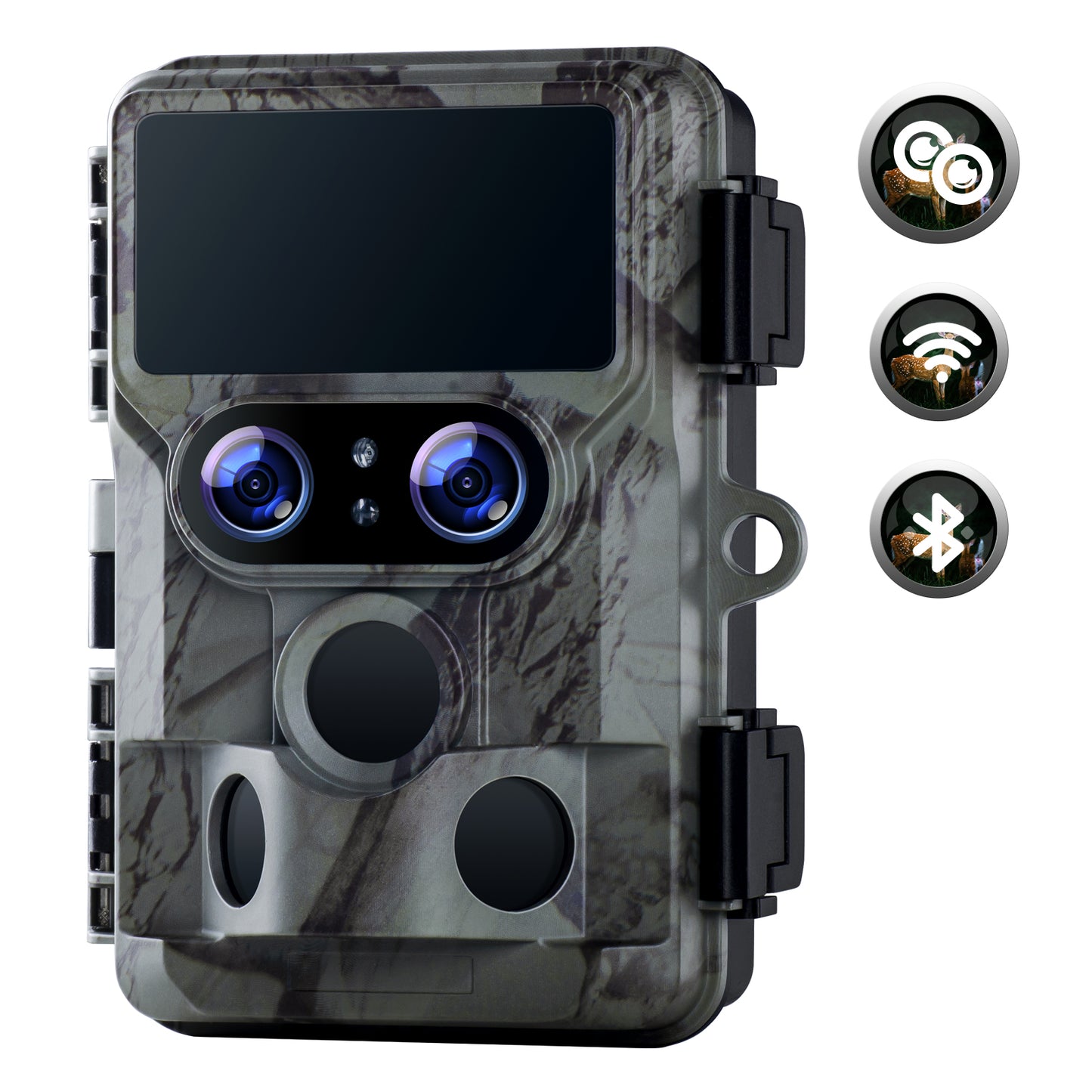 TOGUARD Trail Camera - Dual Lens Starlight Night Vision WiFi 4K 30FPS 60MP Hunting Game Cameras with Sony IMX458 0.1s Trigger Sensors H.265 MP4 Video IP66 Waterproof Trail Cam for Wildlife Monitoring